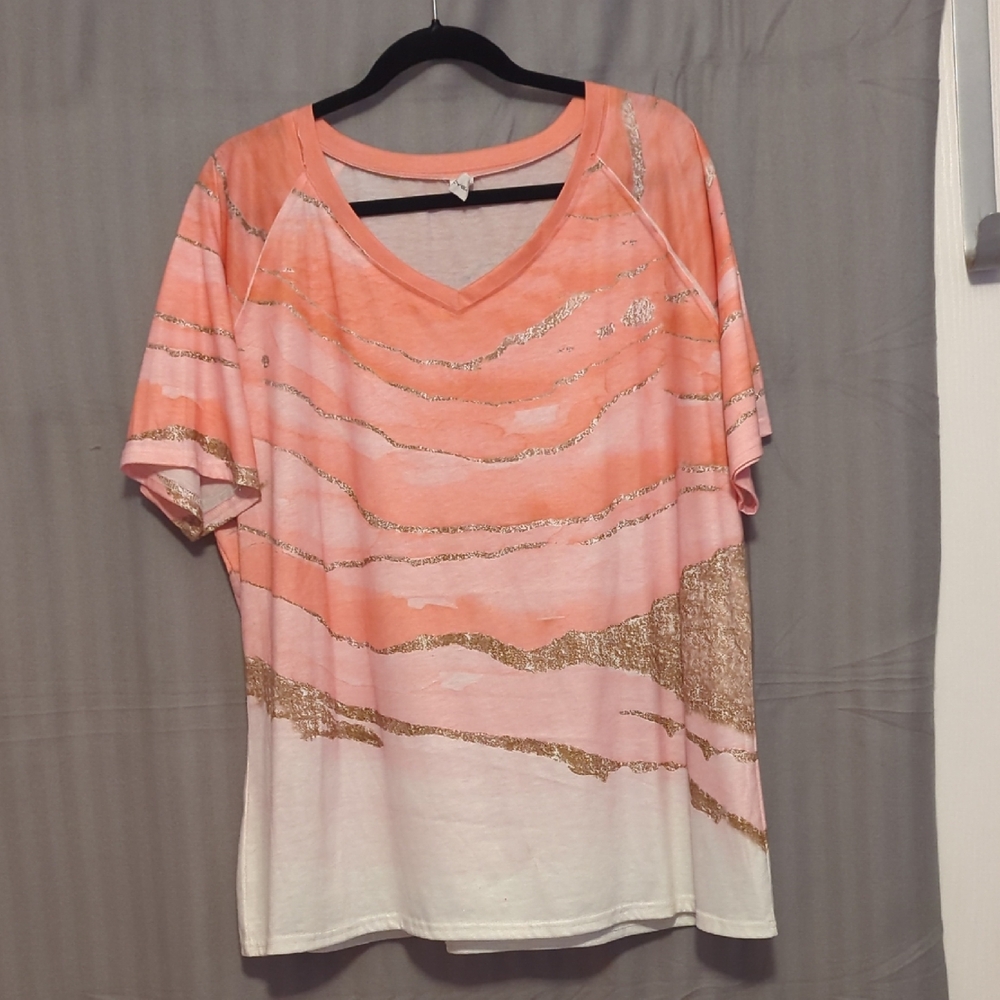 Women's Pink Orange And Gold Top